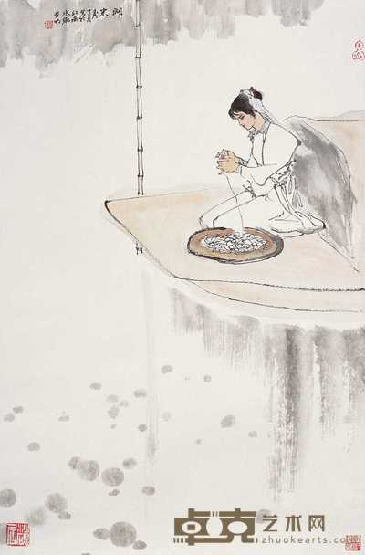亚明 壬戌(1982年)作 湖光 立轴 67.5×44.5cm